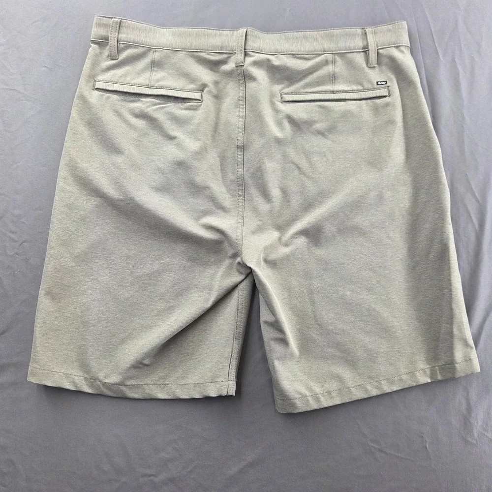 Hurley Mens 38 Gray Green Hybrid Flat Front Bermuda Shorts